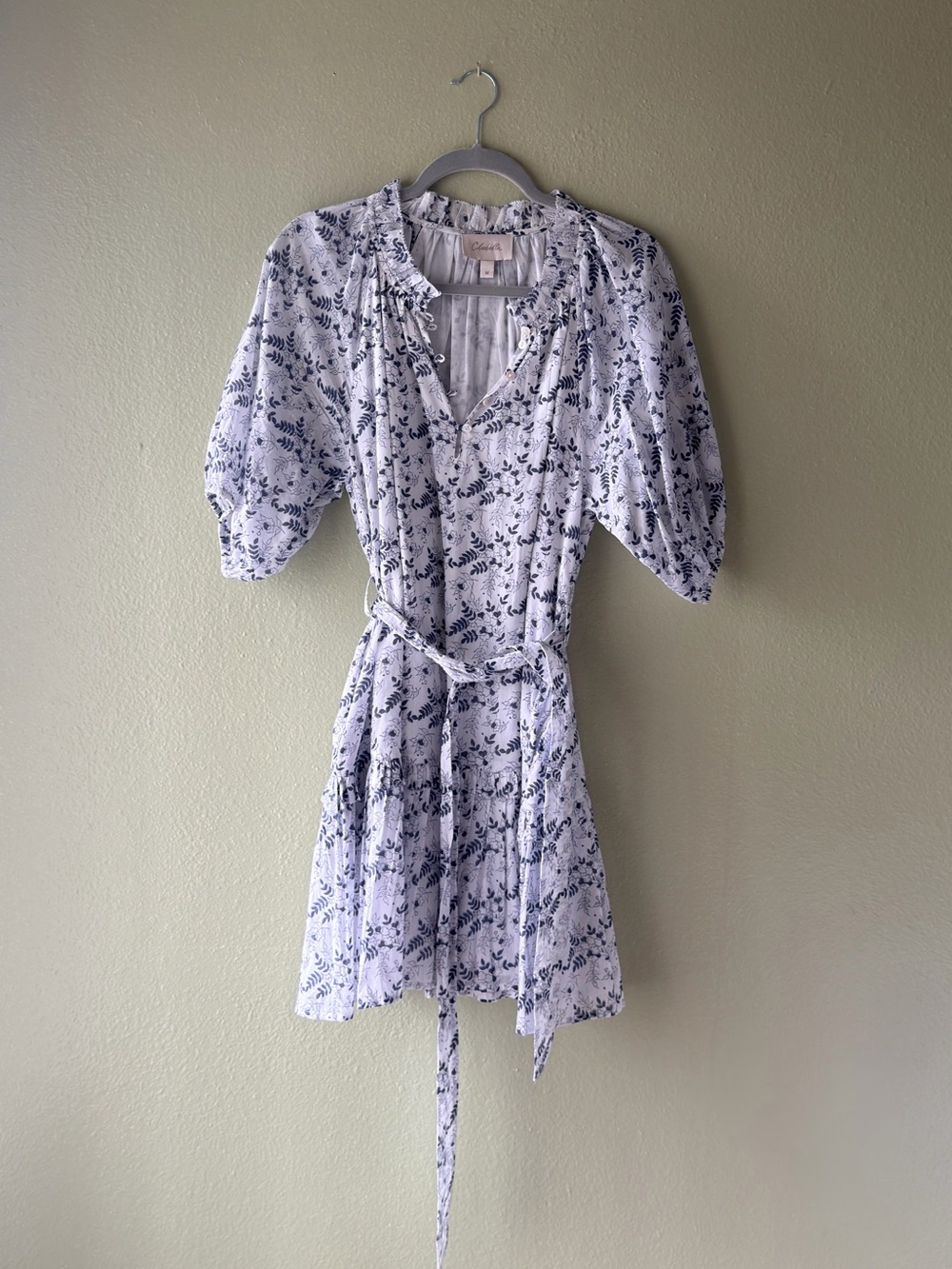 Cleobella White Mini Dress with Navy Floral Print